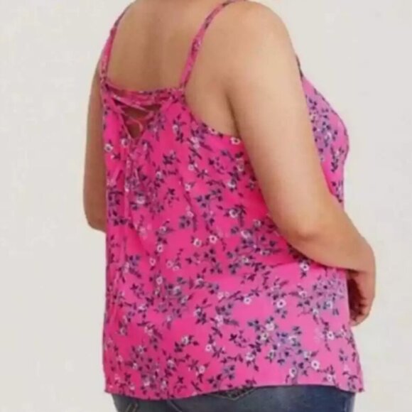 Torrid Pink Floral Spaghetti Strap Polyester Camisole Blouse. Women’s S-0 (L-10) - Picture 11 of 13